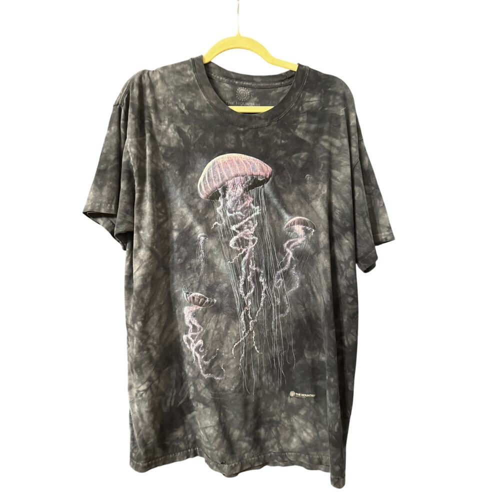 The Mountain Jellyfish Tie-Dye Graphic Tee Grey/Purple 100% Cotton, Fits Like XL